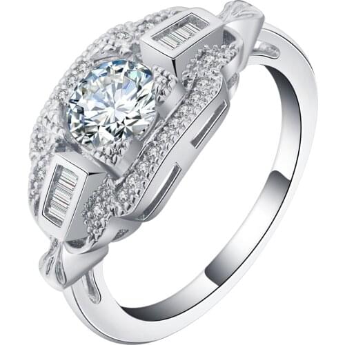 Latest Cubic Zirconia Round Wedding Rings Jewelry White Gold Filled Jewelry Elegant Women Wedding Rings For Bridal Dropshipping