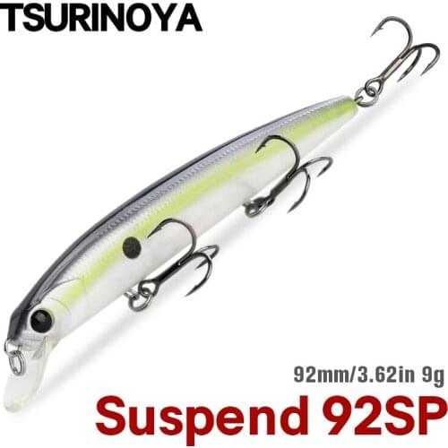 TSURINOYA 92SP Suspending Pike Floating Minnow Lures 92mm 9g DW78 Fishing Wobblers Long Casting Jerkbait Baits Three 8# Hooks