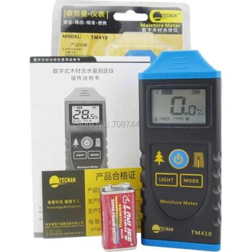 TM410 Professional Digital Wood Moisture Meter LCD Backlight Display Hygrometer Test Probe Humidity Tester