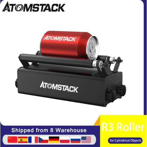 ATOMSTACK R3 Roller for Cylindrical Objects with 360° Rotating Engraving Axis 8 Angle Adjustments Engraving Diameter 4MM