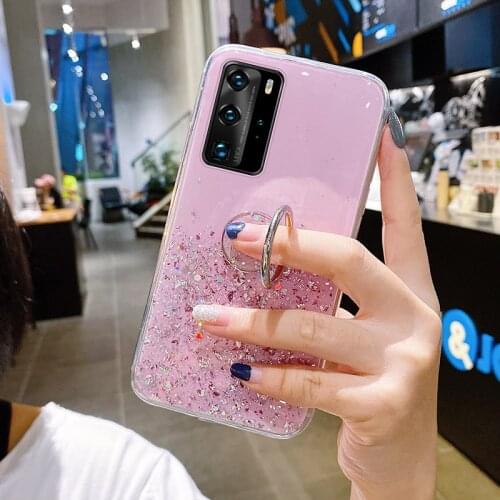 Luxury Bracket Bling Glitter Silicone Phone Case For Samsung Galaxy S20 FE S10 S9 S8 Note 20 10 9 8 Plus Ultra-thin Stand Cover