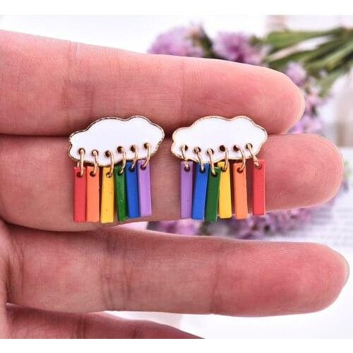 2021 Korea Bohemia Simple Fashion Cute Cloud Raindrop Earrings Color Female Jewelry New Hot Sale Stud Earrings New Year Gift