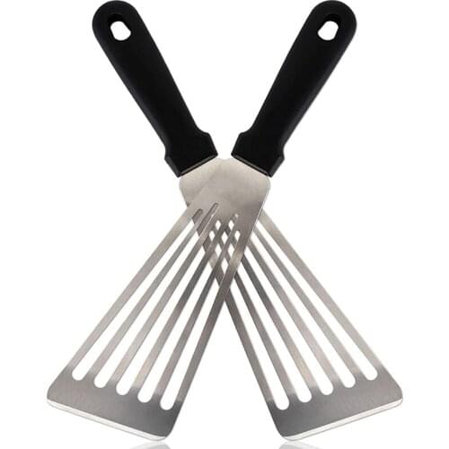 Slotted Fish Spatula, Fish Turner, Beveled Edge, Turning Flipping Kitchen Tool for Grilling Frying Set of 2