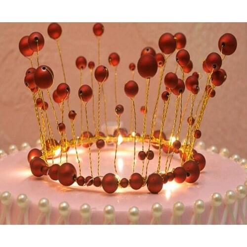 Cake topper banner for DIY Cupcake Wrapper Baking Cup birthday/wedding party bar Table artificial pearl crown light