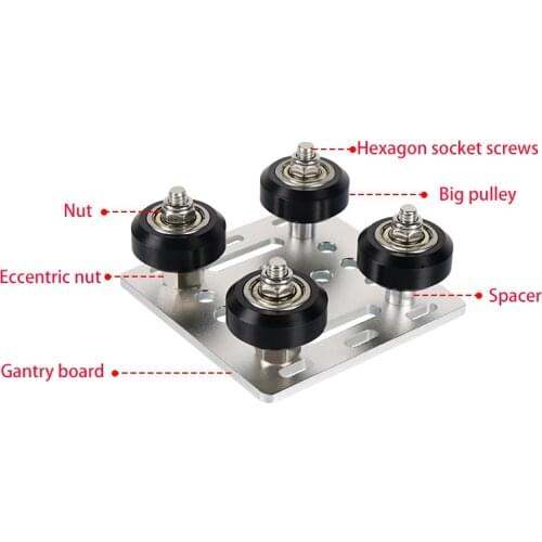 V-slot gantry plate 2020/2040 V-slot Aluminum Profiles Wheels 3D Printer Parts Gantry Plate Kit 65.5*65.5*3mm with Pulley Wheel