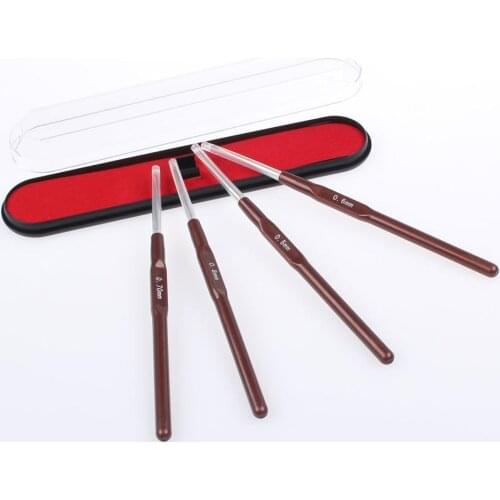 XTREND 4 Pcs/Lot Hook Needle Crochet Micro Hook For Making Braiding Dreadlock Hair Tools 0.5Mm 0.6Mm 0.7Mm 0.8Mm Smooth Handle