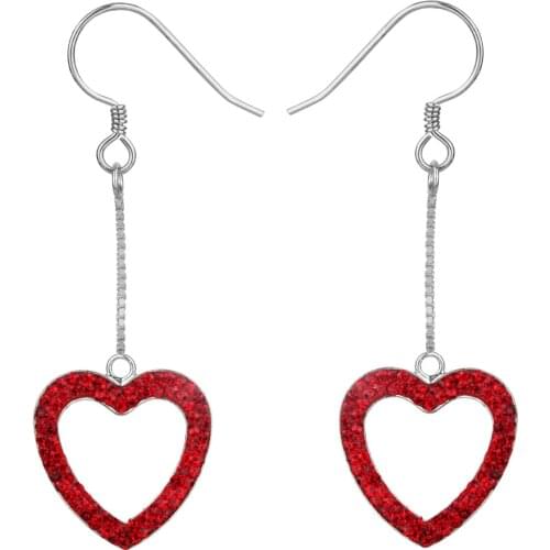 Yacq Women Heart Sterling Silver Crystal Dangle Drop Long Earrings Valentines Day Gifts Jewelry for Her Wife Girlfriend Girl