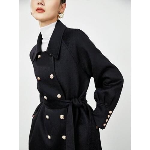 2020 Korean Style Winter Coat Women Cashmere Wool Coats with Belt Trench Coat Long Clothes Autumn Monteau Hiver Femme WPY1819