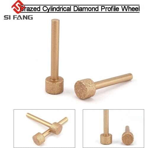 1-5PCS 15MM head Cylinder Diamond Grinding Head Cylindrical Points for Coated Carving Burrs Lapidary Tools Jade Stone Marble