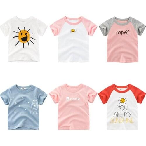 2020 Summer Fashion Girls T-shirt Children Girl Short Sleeves White Tees Baby Kids Cotton Tops Clothes For Girls Clothes 2-7Y