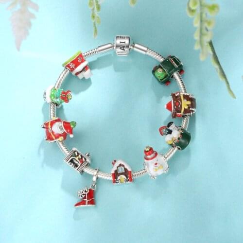 2021 New 925 Silver Igloo Castle Socks Car Fine Enamel DIY Beads Jewerly Making Fit Original Charms Bracelet Christmas Gifts