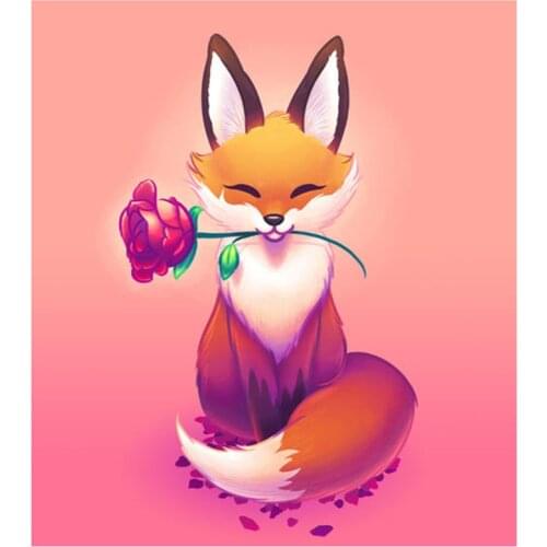 5D DIY Full Round/Square Diamond Painting Cartoon Fox 3D Embroidery Cross Stitch Rhinestone Mosaic Home Decor Gift Y133