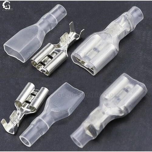 6.3 mm with transparent sheath inserted spring 6.3mm Female connector terminal Faston with insulator for wire