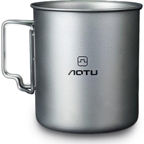 AOTU Titanium Pot Singles Layer Pure Titanium Water Cup Outdoor Portable Camping Mug Camping Titanium Cup Camping Picnic