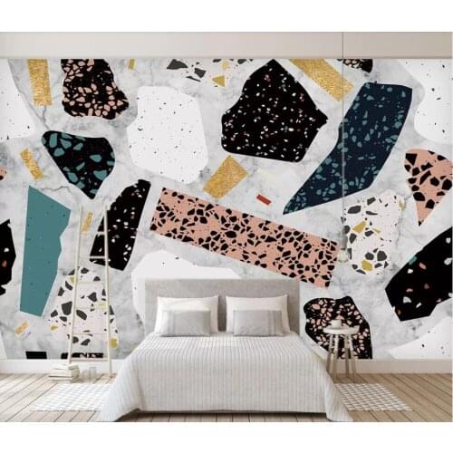 Modern simple abstract geometry irregular graphics marble TV background wall 3D mural wallpaper