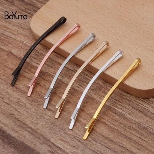 BoYuTe (50 Pieces/Lot) 55*2MM Metal Iron Curved Clips Diy Hair Accessories Handmade Materials Wholesale