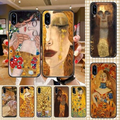 Art Kiss by Gustav Klimt Phone case For Huawei Honor 6 7 8 9 10 10i 20 A C X Lite Pro Play black trend Etui pretty cover art