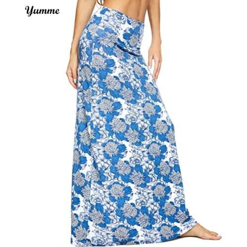 Vintage Print Long Tight Skirts Women High Waist Maxi Skirt 2021 Summer Sexy Wrap Skirt Ladies Slim Bohemian Style Beachwear