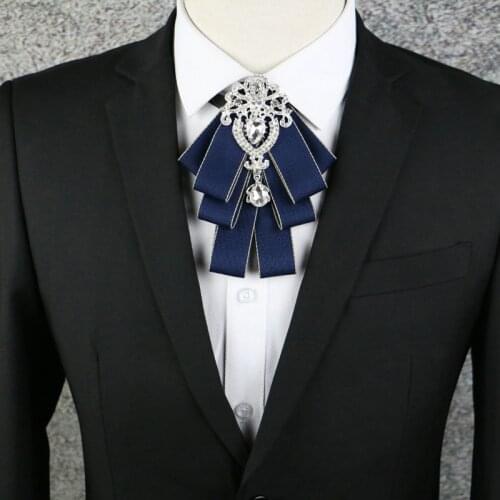 2020 British Men Women Wedding Business Party Shirt Neck Bow Tie Cravat Accessory Elegant Groom Ribbon Rhinestone Crystal Bowtie