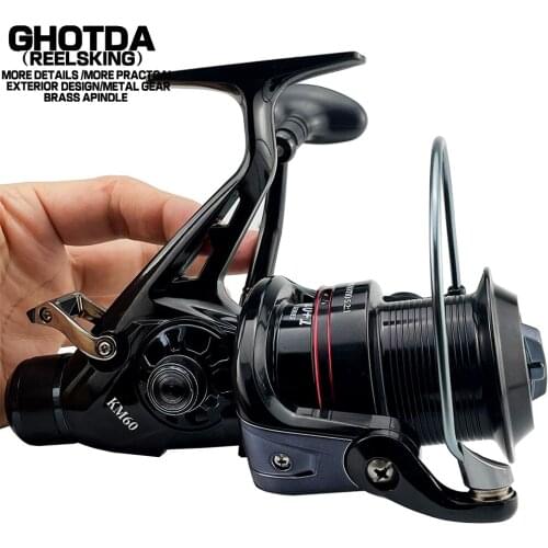 KM5000-6000 Spinning Reels Carp Fishing Wheel Pesca Molinete Baitcasting Front and Rear Brak Medium and Large Fish