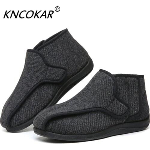 KNCOKAR Widen The New Wool Shoes Fat Swelling Deformation Of Hallux Valgus Foot Wide Elderly Diabetes Shoes Large size 41-48