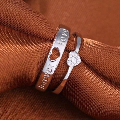 Forever Love Ring S925 Plated Open Couple Ring Creative Men And Women Openning Adjustable Rings