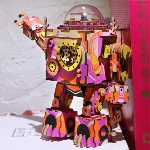 Creative robot wooden music box diy crafts Home Living room Aesthetic accessories Decoration birthday gift for child