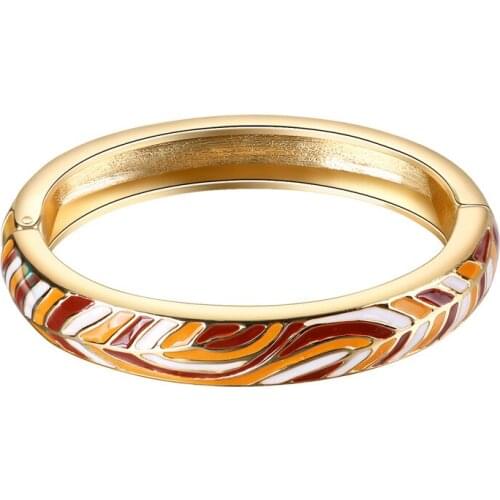 ORNAPEADIA Hot Sale Enamel Vintage Traced Flower Exquisite Alloy Ladies Dripping Bracelet for Women Wholesale Luxury Jewelry