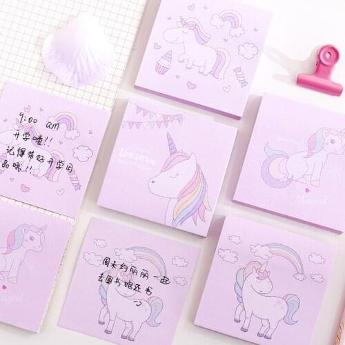Cute Unicorn Memo Pad Sticky Notes Kawaii Pig Posted It Planner Sticker Paper Notepads Korean Stationery Office School Supplies