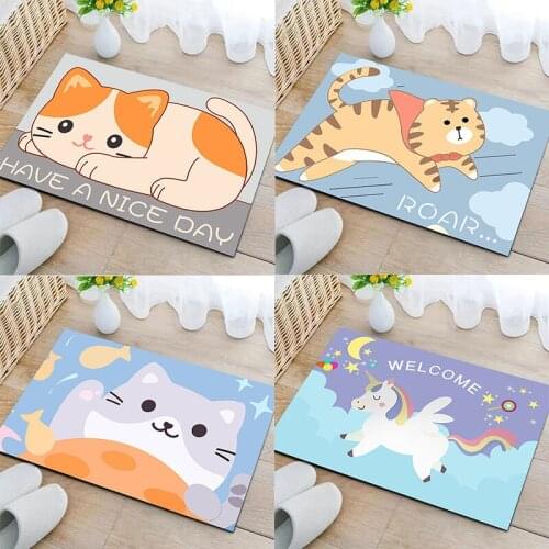 Cute Cat and Dog Print Area Rug Entrance Doormat Anti-slip Bathroom Mats Kitchen Oil-proof Rugs Carpet Home Decor 40*60cm/pc
