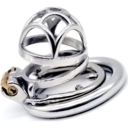 Male Penis Captivity Chastity Cage Round Cockring Penis Cage Stainless Steel Chastity Device Lock Cage Sex Ring for Men G255E