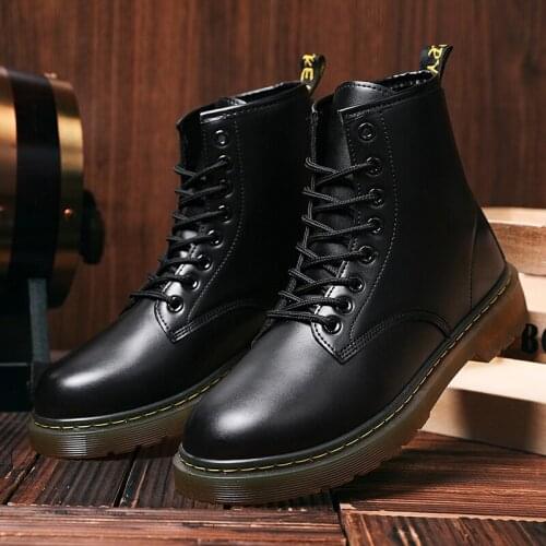 2021 Men Winter Boots Warm Lining Male Motorcycle Shoe High Quality Fashion Snow Boot Ankle Platform Shoes Big Size 35-46 Casual