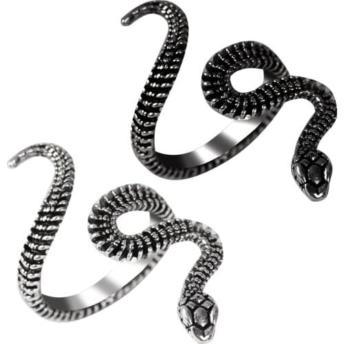 Fashion Domineering Mens Ring Animal Snake Shape Irregular Adjustable Alloy Material Jewelry Holiday Gift Direct Sales Hot