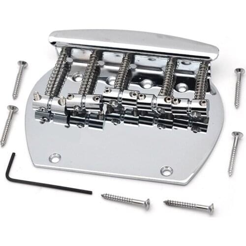 A Set of Chrome Curved Baseplate Vintage 4 5 Strings Saddle Bridge for Bass Guitar accessories Strings through bridge or body