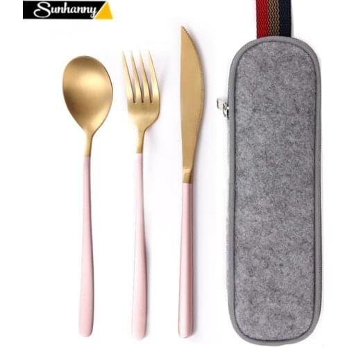 Dinnerware Set Travel Cutlery Set Camping Tableware Reusable Utensils Set with Spoon Fork Chopsticks Straw and Portable Case