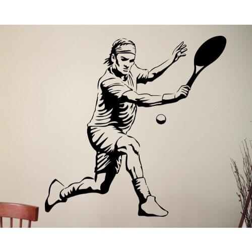 Wall Sticker Tennis Custom Wall Decoration Boys Sports Poster Vinyl Kids Art Mural Sticker Playroom Decel J147