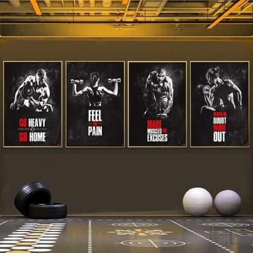 Gym Muscle Bodybuilding Fitness Motivational Quotes Wall Art Poster and Prints Canvas Painting Picture Living Room Home Decor