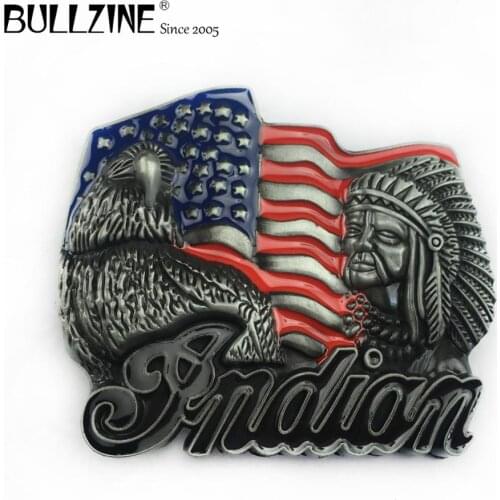Bullzine wholesale belt buckle with color enamel with pewter finish FP-01376 suitable for 4cm width belt