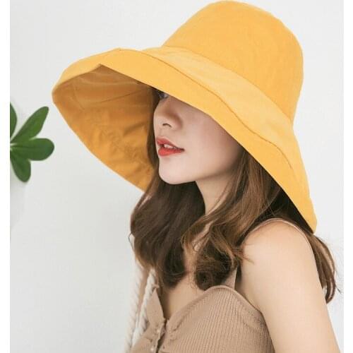 New Sun Hat Summer Foldable Bucket Hat for Women Outdoor Sunscreen Cotton Fishing Hunting Cap Anti-UV Wide Brim Bucket Sun Hat
