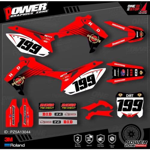 PowerZone Custom Team Graphics Backgrounds Decals 3M Stickers Kit For HONDA 2014-2017 CRF250R 2013-2016 CRF450R 044