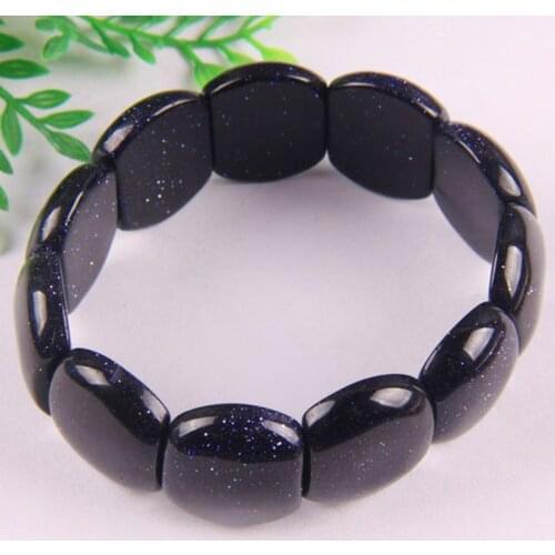 Blue Sandstone Stretch Bracelet 7 Inch Jewelry G373
