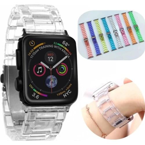 Watch Band for Apple Watch Series 5 4 3 2 1 Transparent Plastic Watch Strap Correa for IWatch 38mm 40mm 42mm 44mm Bracelet