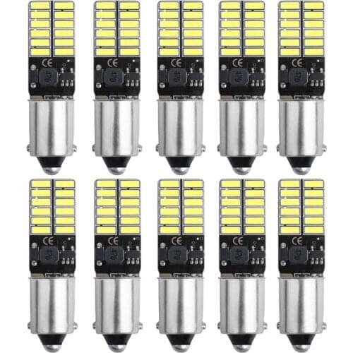 10PCS BA9S T4W T11 LED Bulbs Canbus 4014 24 SMD No Error Interior Reading Lights Car Parking Light License Plate Bulbs White 12V