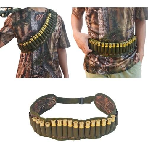 Tactical 30 Rounds Ammo Shell Holder Belt 12/20 Gauge Ammo Pouch Shot Gun Shell Bandolier Waist Bullet Cartridges Holster