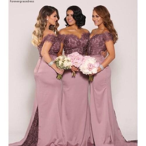 Vintage Mermaid Lace Country Style Bridesmaid Dress Cheap Garden Formal Wedding Party Guest Maid of Honor Gown Plus Size Custom