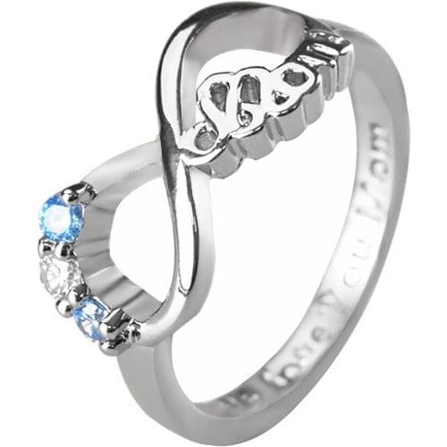 WYJZY Mothers Day theme inlaid zircon ring letter MOM 8 word styling ladies fashion jewelry classic mothers day gift