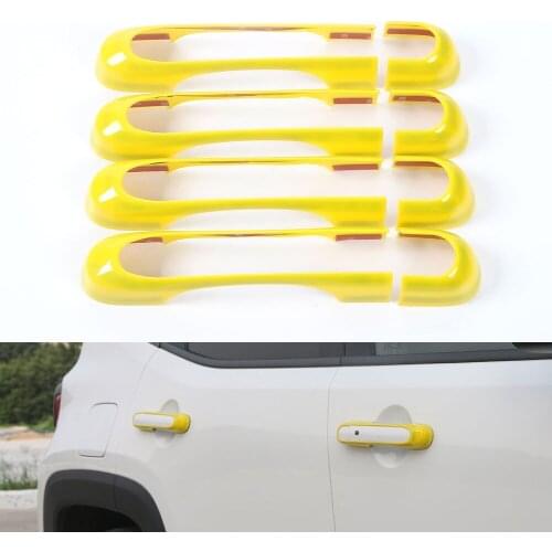 Yellow/Green/White 8pcs/set ABS Door Outer Handle Bar Catch Cover Moulding Trims Decoration For Renegade 2014-2016