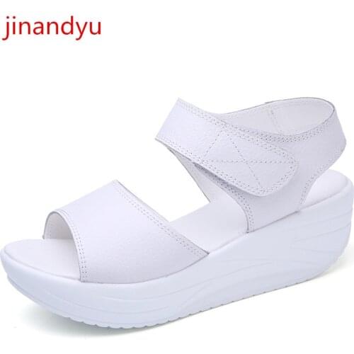 Platform Heels Wedges Genuine Leather Sandals Women Fashion Casuales Black White Shoes Platforms Wedge Sandals Comfy Shoes Women