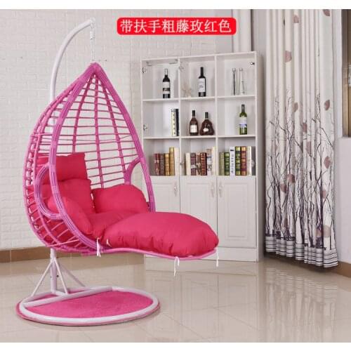 0404TB022 Rough rattan livingroom bedroom balcony hanging chair swing rocking leisure chair with armrest and Pedal footrest