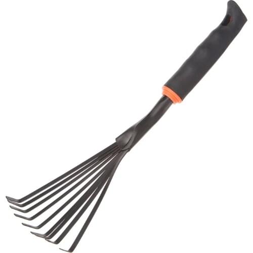 1Pc 35cm Portable Mini 9 teeth Steel Rake For Home Garden Transplanting Tool